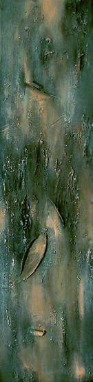 "Magnetische Anziehungskraft des Verfalls II",  Acryl-Perlmutt, Reliefpaste und Sand auf doppelt bespannter Leinwand,  30x120x5