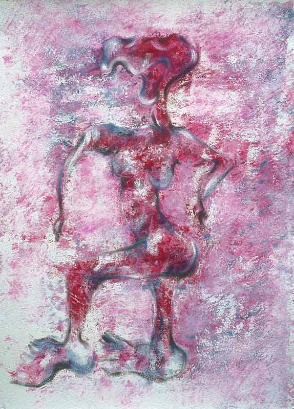 "Primitive cool woman", Gouache, Aquarell und Dispersion auf Papier, 60x80