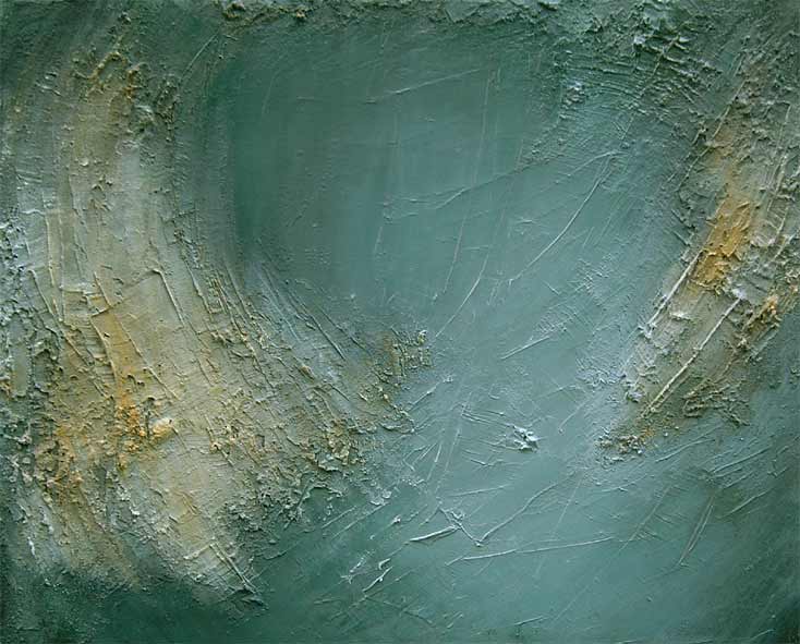 "Die Wiege der Ruhe III",  Acryl, Struktur-, Reliefpaste-, Modellierpaste, Onyxpigmente, Granit und Sand auf Leinwand, 48x82x5
