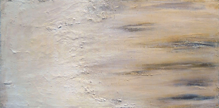 "Eins minus Einhalb",  Acryl, Relief,-Modellierpaste und Sand auf Leinwand,  135x64x5
